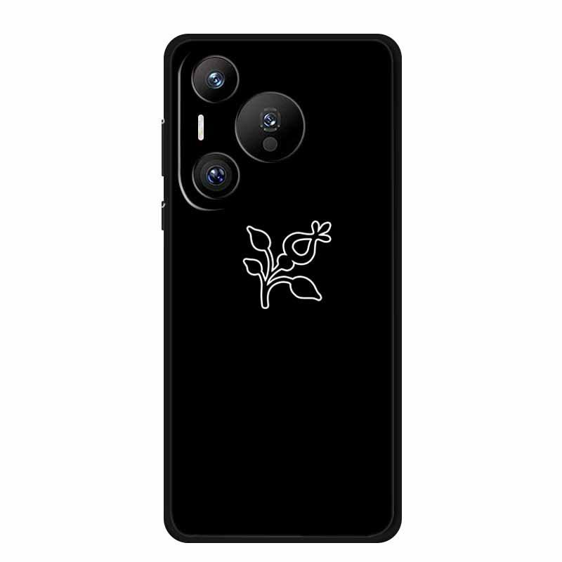 Совместимо с Huawei Pura 70 Pro: Черный мягкий ТПУ чехол для телефона с простыми линиями