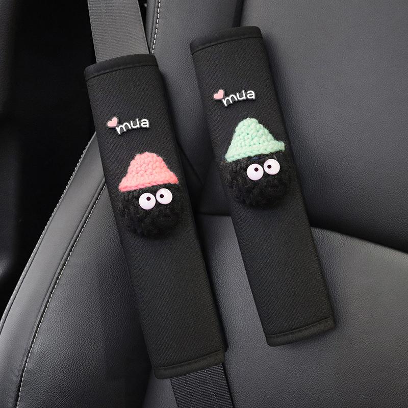 2 шт. стильный бант автомобильный ремень безопасности чехол плечевой ремень жгут подушка мультяшный угольный мяч игрушка автомобильный ремень безопасности плечевая накладка протектор