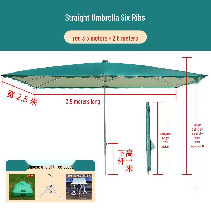 Large Rectangular Folding Patio Umbrella with Canopy Sun Protection