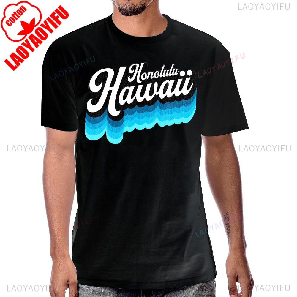 Летний Стиль Повседневная Хлопковая Футболка OAHU Honolulu HAWAII Уличная Одежда С Коротким Рукавом Мужская Футболка Harajuku Хип-Хоп Дышащая Комфортная Футболка