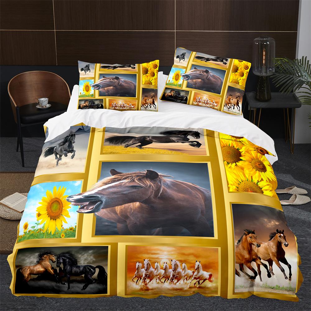 3D Пододеяльник с лошадьми размера кинг, квин, белый, с рисунком бегущих лошадей, комплект постельного белья для детей, подростков, взрослых, мягкий чехол для одеяла с дикими животными