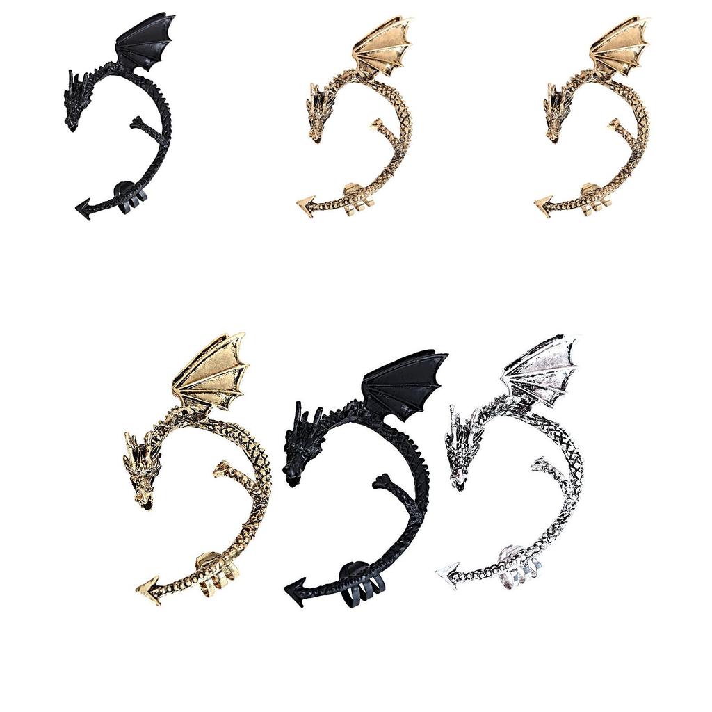 Dragon Punk Ear Cuffs With Alloy Electroplated Finish For Unisex Gothic Style