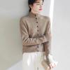 Spring and Autumn New Semi-high Neck Buttoned Cardigan Women's Loose Sweater Coat with Thickened Knitting