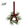 Christmas Tree Hanging Ornaments Bell Ornament Metal Jingle Decoration with Pine Cones Handmade Holiday Wreath Decor Berries Velvet Bow for