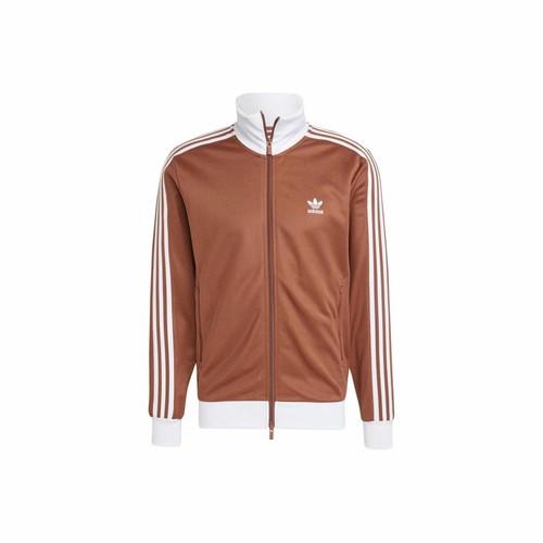adidas Оригинальная полосатая ретро спортивная куртка с длинным рукавом для мужчин, коричневая