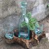 Whisky Set Molten Glass On Wood Base