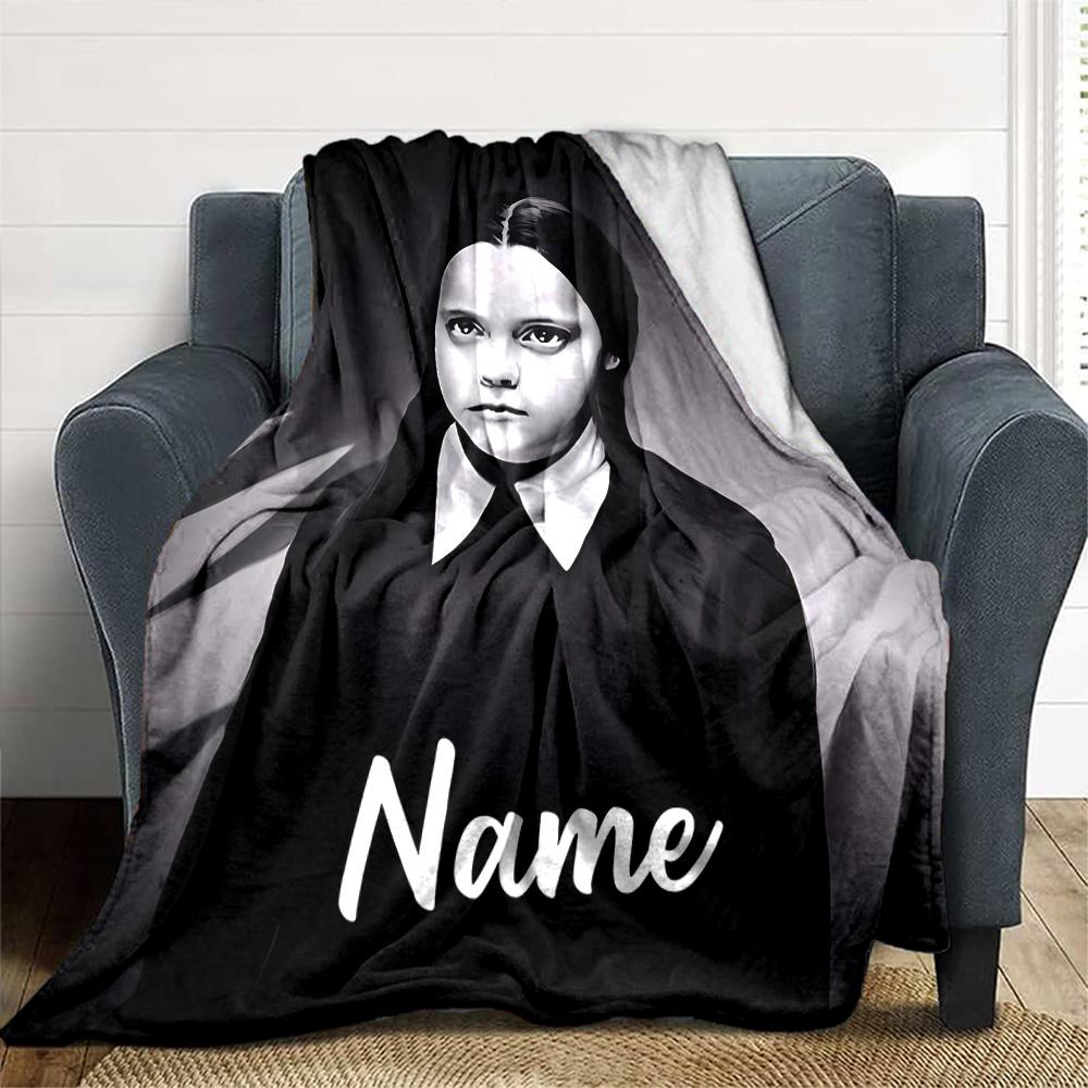 Customizable Addams Family Wednesday4 Throw Blanket – Personalized Name, All-Season Cozy Snug Blanket, Machine Washable, Personalized Blanket