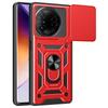 For itel S24 Case with Slide Camera Lid PC+TPU Kickstand Phone Cover