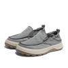 SENDA Canvas Shoes for Men, Summer Breathable Non-Stuffy Casual Slip-On Loafers, Gray, Size 43