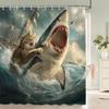 Funny and Creative Shark and Cat Animal Patterns Shower Curtain Bathroom Bath Curtain Home Decoration Curtain With Hooks