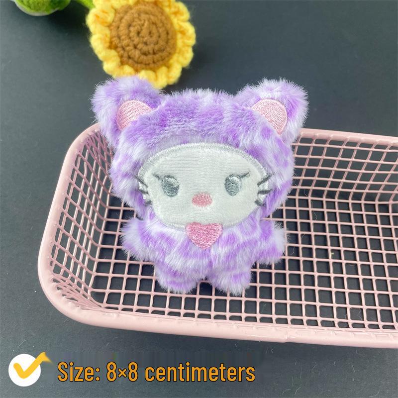 Leopard Print Plush Kitten Squeaky Charm Brooch DIY Clothing Accessory