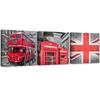 Set of Three Pictures Canvas Print London Red