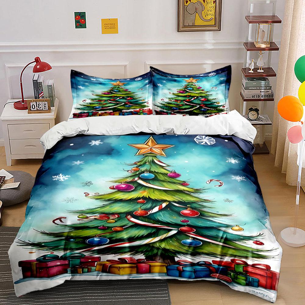 Christmas Tree with Gifts Bedding Duvet Cover Set Duvet Cover Pillowcases (1*Duvet Cover 2*Pillowcases, without duvet insert)
