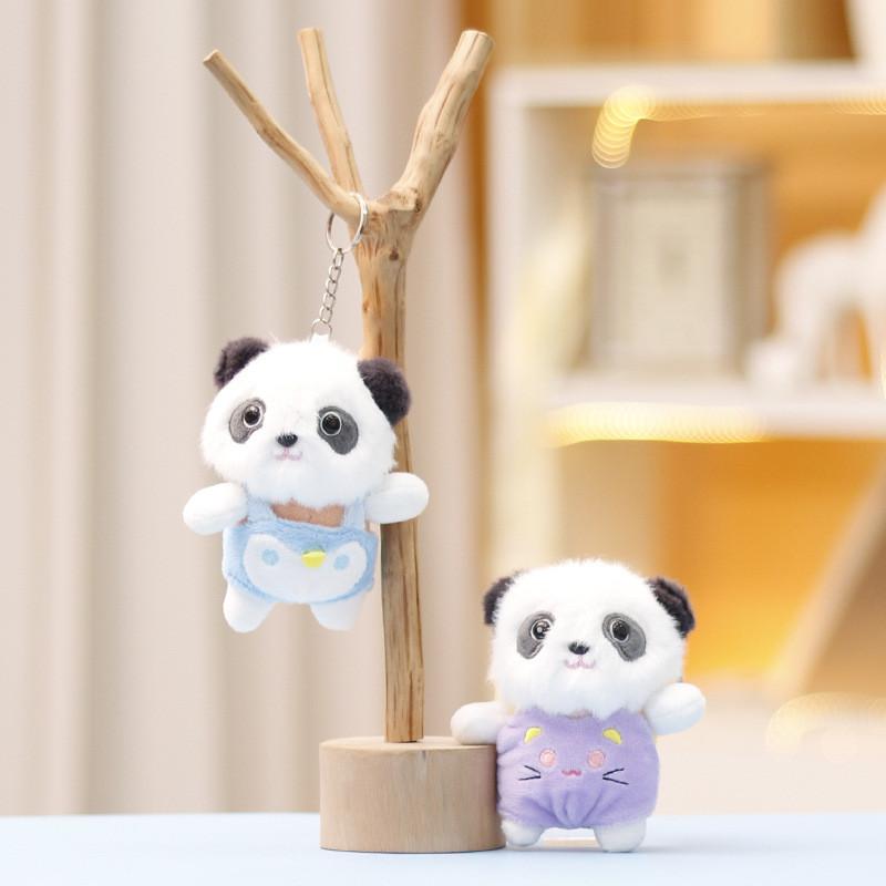 Keychain Cute Panda Cartoon Girl Backpack Decoration Hanging Plush Gift Doll