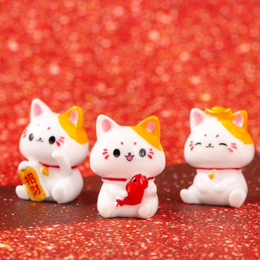 Симпатичные украшения для автомобиля Lucky Cat, мини-кошки, микро-ландшафтные украшения, фигурки кошек Fortune Cat, настольные фигурки