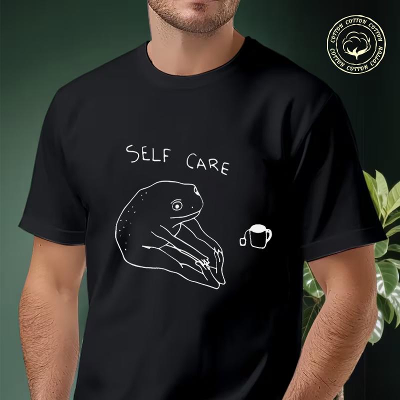 Funny Frog Self Care Motorcycle T Shirt Cotton Men And Women Aesthetic High Quality Unisex Tees