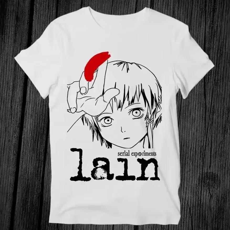 Vintage 2000s Streetwear Iwakura Unisexga Girl SciFi Short Sleeve TShirt ExperiUnisextal Lain Anime Series Graphic Print TShirt