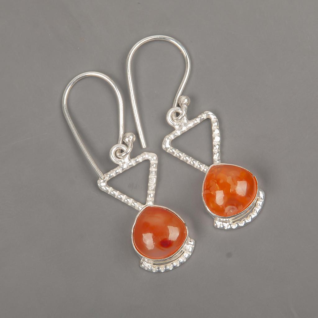 Серьги из чистого серебра 925 пробы с сердоликом, серьги с драгоценными камнями ручной работы, подарки жене, абсолютно новые серьги