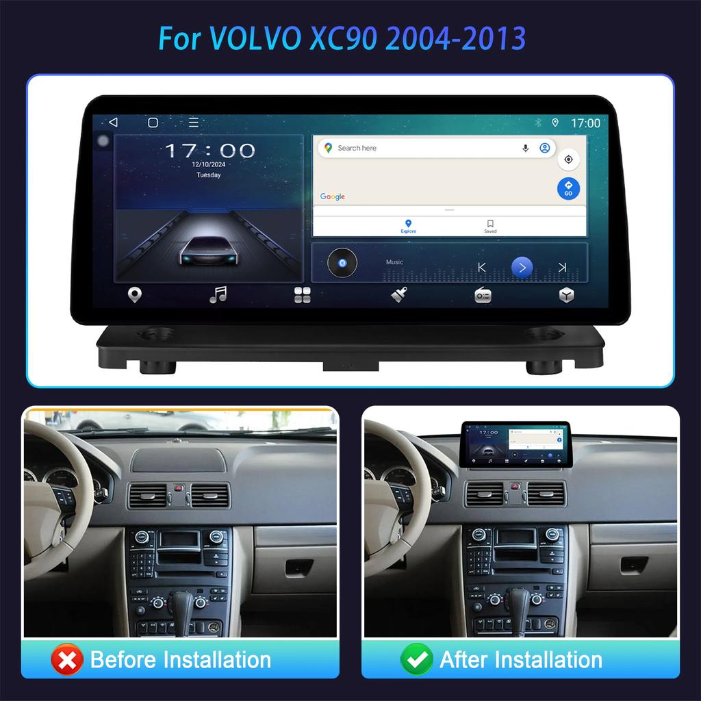 Автомобильное радио Carplay панель Мультимедиа 4G GPS BT Android 14 Навигация Автомобильные стереосистемы для VOLVO XC90 2004-2013 12,3-дюймовый экран Стерео