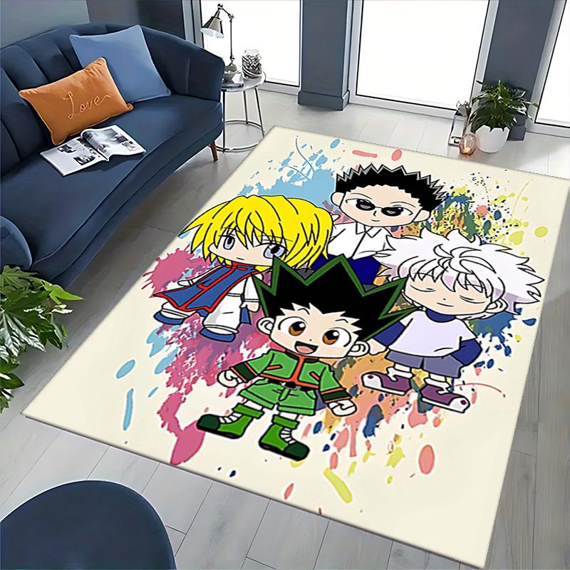1 шт. Коврик для стула Hunter x Hunter - Подставка под офисный стол с Леорио, Гоном, Киллуа и Хисокой для домашнего декора, Сезонный подарок, Противоскользящий ковер, Офис, Гостиная