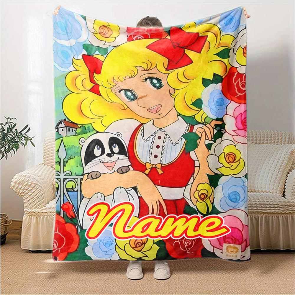 Customiz Name Personality Candy Candy (2) Blanket Soft &Warm Sofa Office Bed Travel Lunch Break Blanket, Gift Suitable for All Seasons