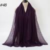 New Fashionable Women's Long Crinkled Cotton Linen Scarf with Tassel Edge - Solid Color Shawl