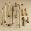 Vintage Look Nordic Cabinet Door Handle in Walnut and Brass for Clothing Storage