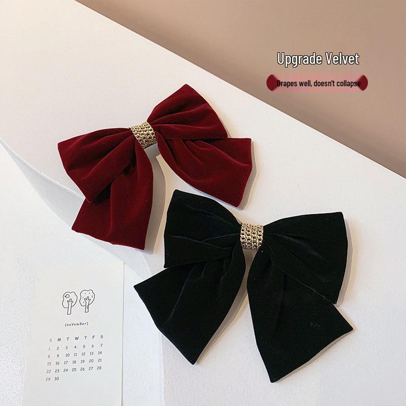 Большой красный бархатный бант заколка для волос для свадебного или вечернего наряда - Головной убор в стиле корейского инфлюенсера