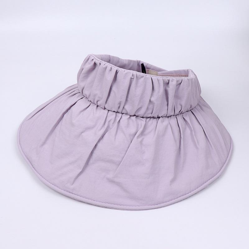 Pleated large brim UV sunscreen empty top hat women's summer outdoor portable travel foldable sunscreen sun hat