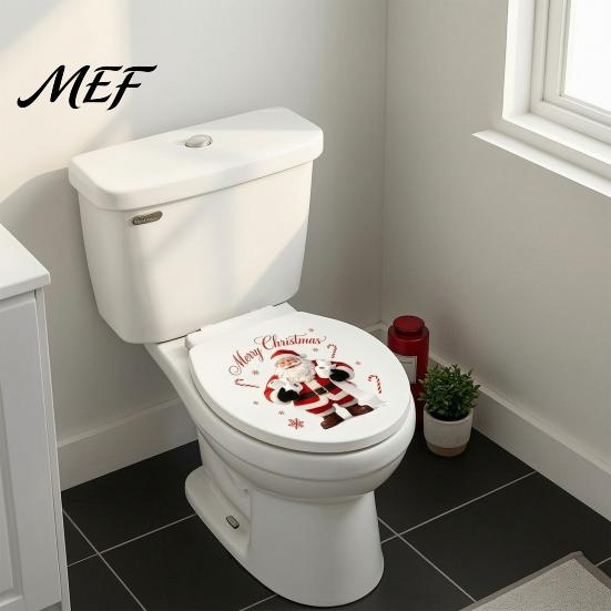 Creative Party Supplies Funny Santa Hug Paper Toilet Sticker, Peel And Stick Christmas Waterproof Window Cling Bathroom Decal, Humorous Holiday