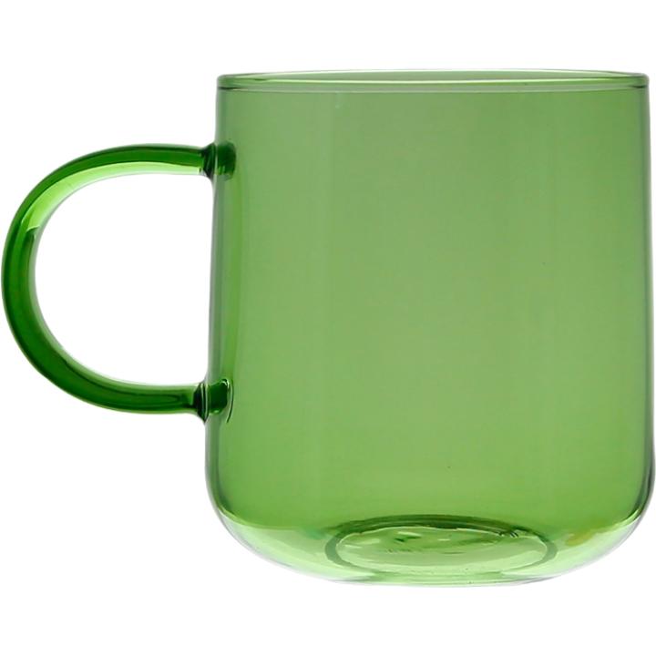 GLASS MUG FOR COFFEE AND TEA 310 ml. 8.7 cm GREEN