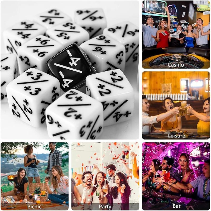 10Pcs 16mm 6 Side Dice Counters +1/1 Counting Dice And Dual Color Positive And Negative Compatible With Card Game Accessories