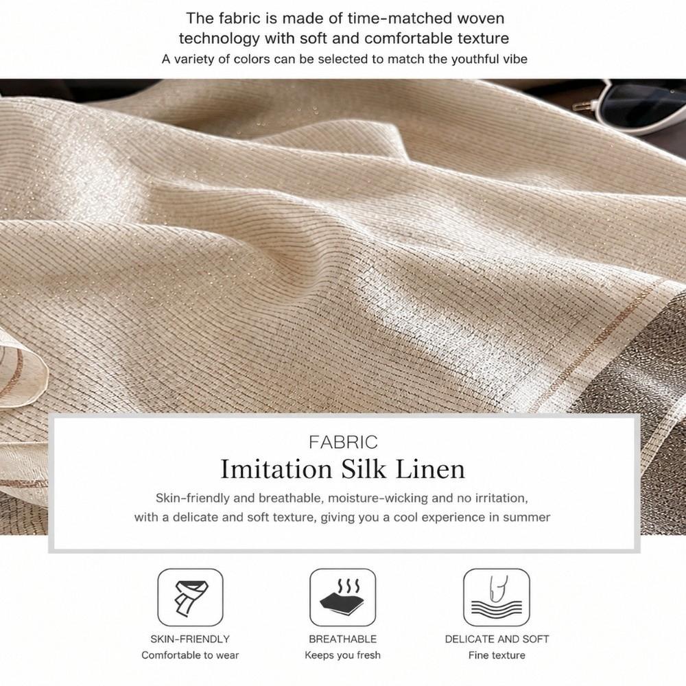 Elegant Imitation Silk Scarf Large Size Border Shawl Lightweight Soft Silky Scarf Autumn Winter