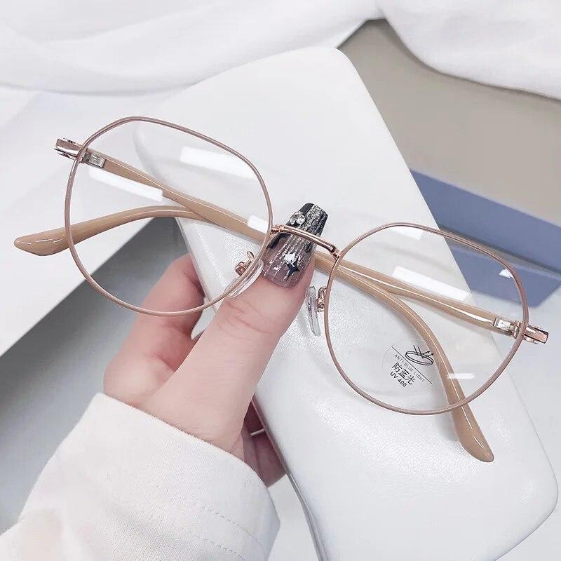 Retro Round Frame Reading Glasses Far And Near Dual-use Women Men Progressive Multi-focus Anti-blue Light Presbyopic Eyeglasses