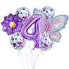 Purple And Pink Butterfly Balloon Set, Chrysanthemum Aluminum Film Confetti Balloon, Baby Rain Party Arrangement