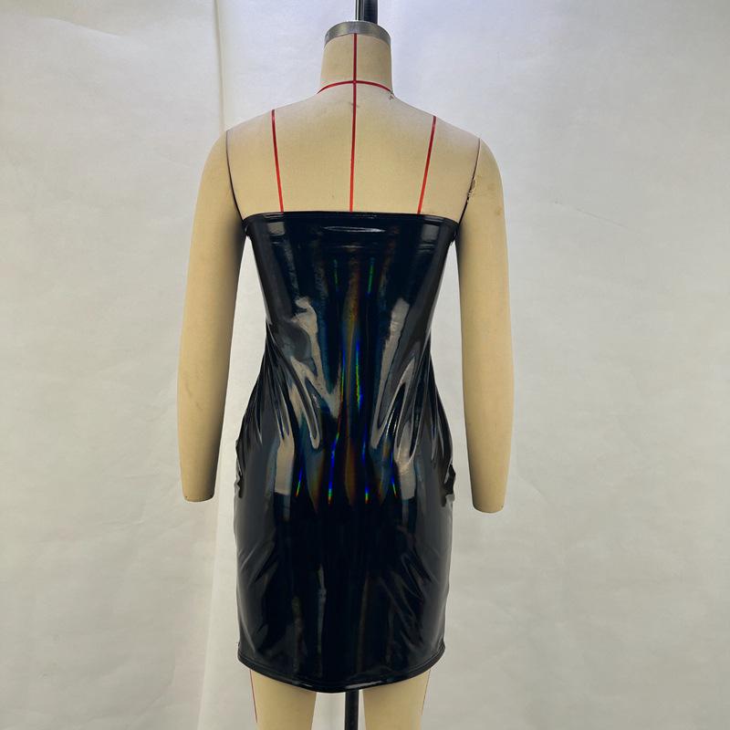 Блестящее платье-труба на одно плечо, осень/зима 2024 г. — женская мода в европейском и американском стиле.