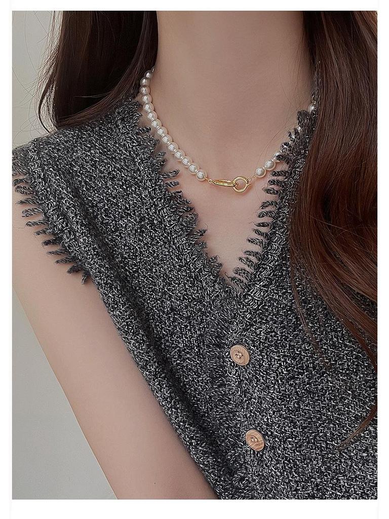 Нишевое жемчужное колье-чокер в корейском стиле: Искусственный жемчуг с сильным блеском для женщин