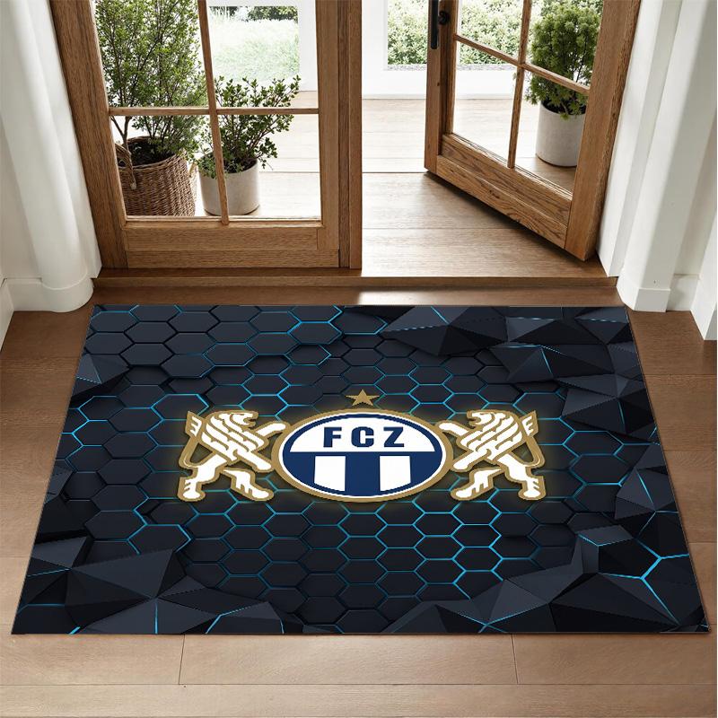 FC Zürich Design Crystal Velvet Rug Soft Decorative Mat for Bedroom Entrance