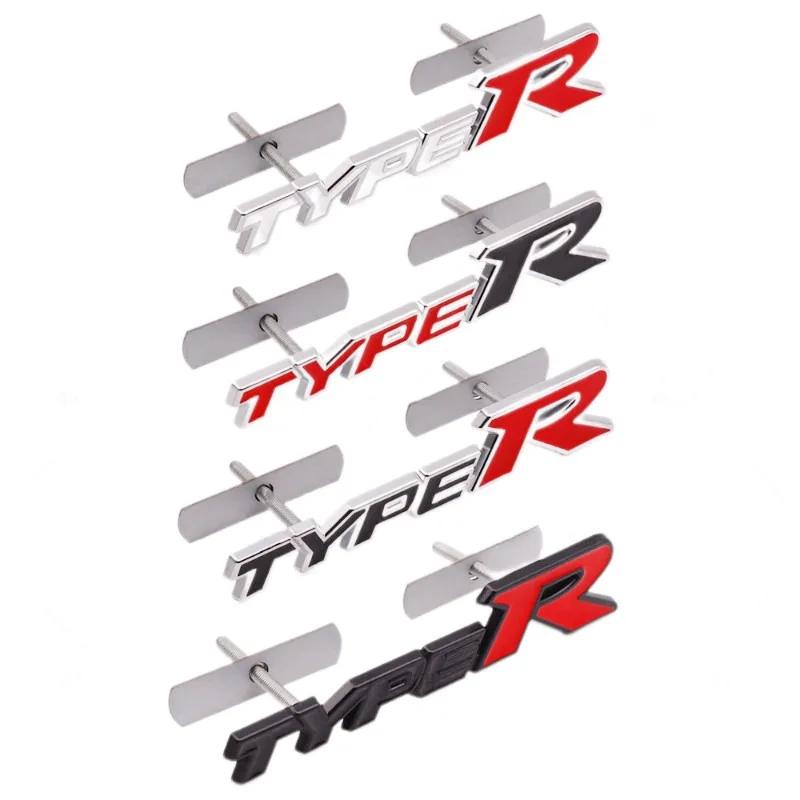 QLN2 3D Metal Type S Type R Car Front Grill Rear Trunk Emblem Badge Sticker Decal For Honda Civic Typer TypeS CRV HRV Accord Fit