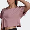 adidas Сплошная цветная спортивная футболка с коротким рукавом для фитнеса, женские топы, фиолетовый, розовый HD9559