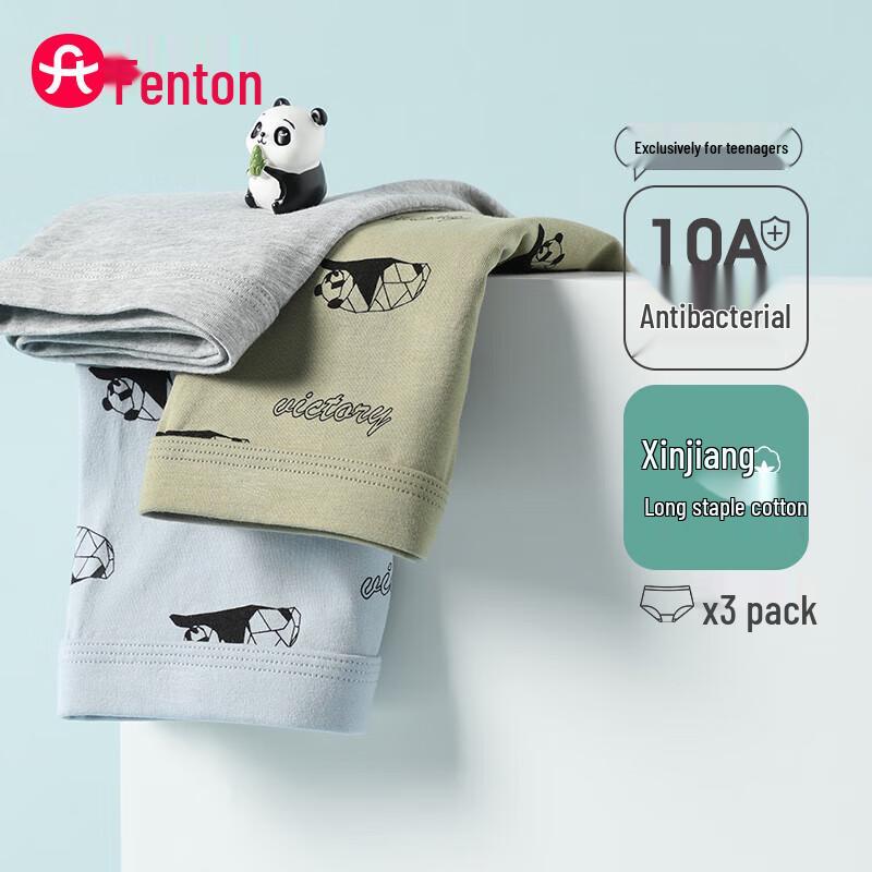 Fenteng Мужские трусы-боксеры с мультяшным принтом, антибактериальные, 3 шт.