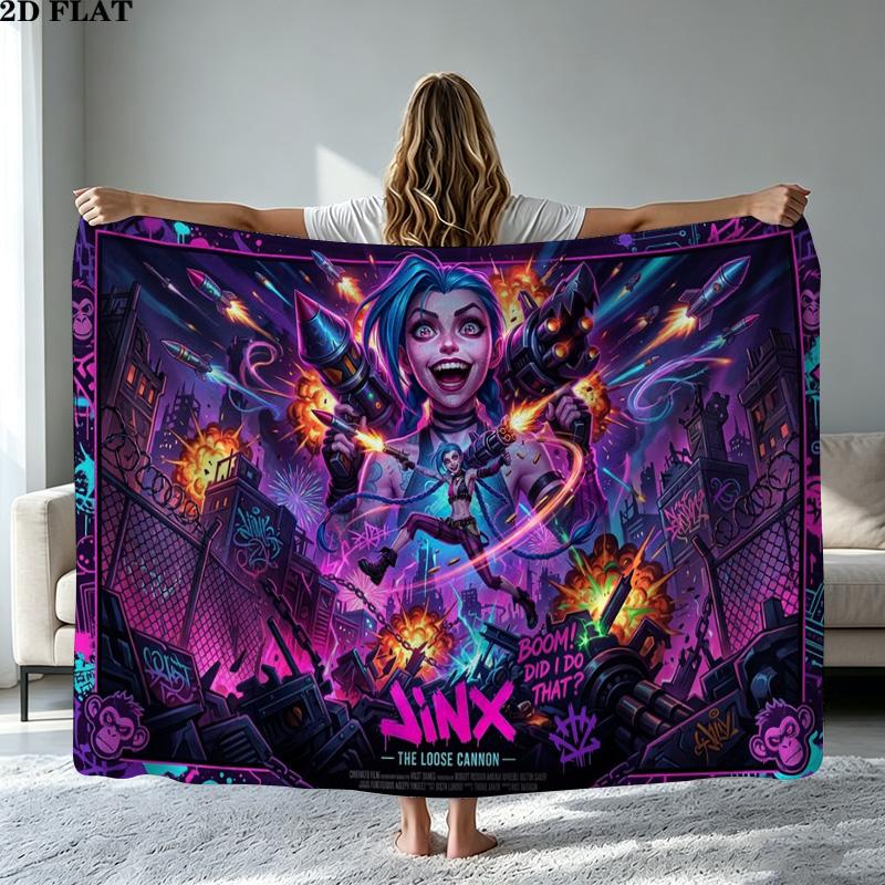 Jinx Print Flannel Blanket High Quality Warm Comfortable Cover for All Seasons Perfect for Gifts Home Decor