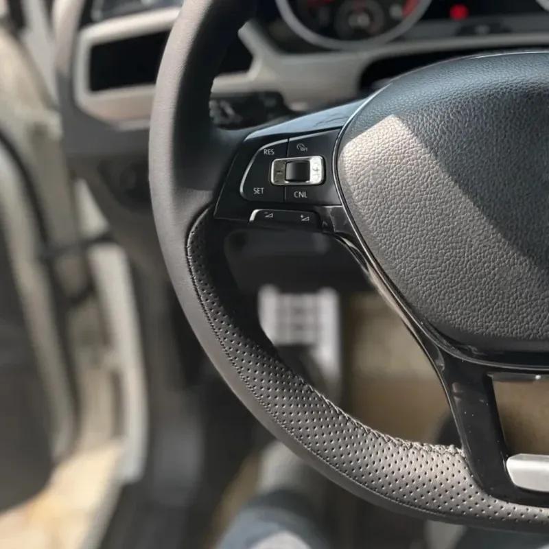 Чехол на руль автомобиля, ручной работы, кожаный, для Volkswagen VW Golf 7 Mk7, нового Polo, Jetta, Passat B8, Tiguan, Sharan