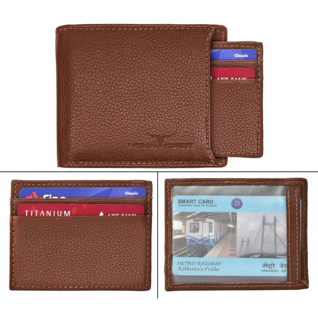 New Men Casual Genuine Leather RFID Wallet - Regular Size (6 Card Slots)
