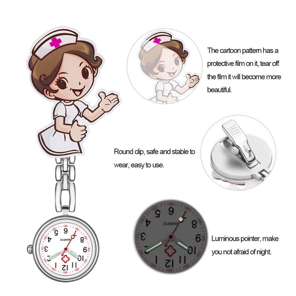 Numeral Analog Quartz Clip-On Fob Nurse Doctor Hanging Luminous Pocket Watch