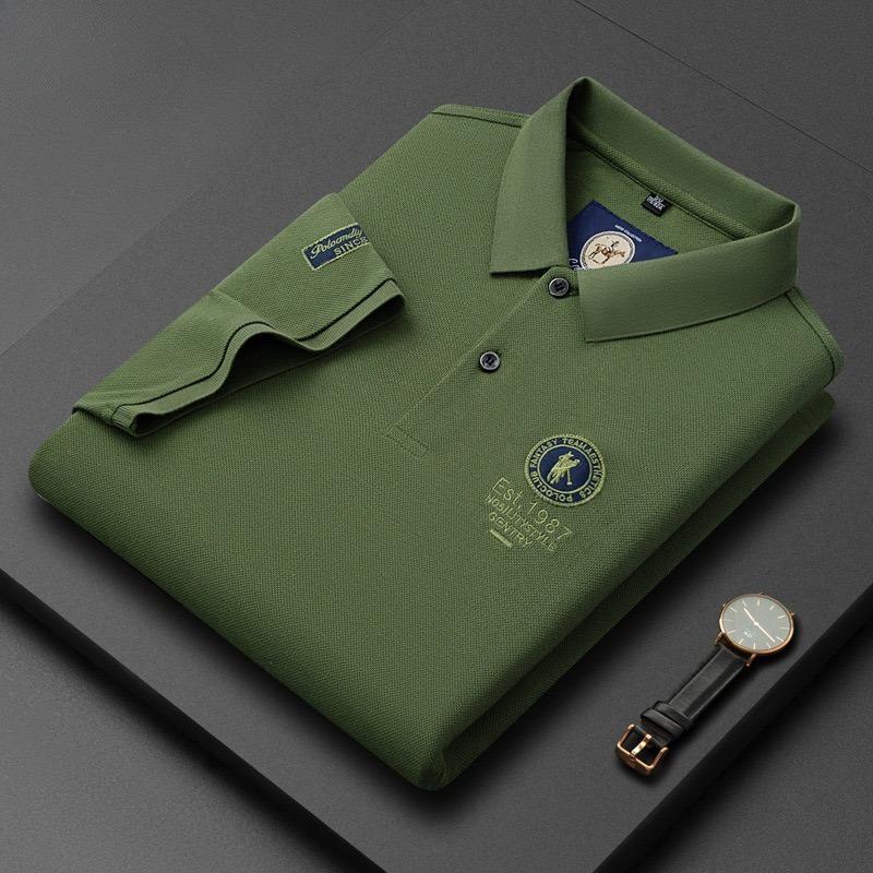 Trend Hub New High-end Men's Short Sleeved T-shirt Embroidered Lapel Polo Shirt Plus Size Paul Thin Top for Men
