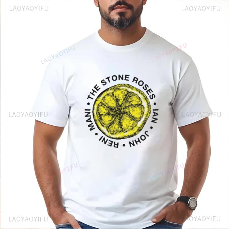 Human stone rose lemon name printed pattern fashion Harajuku trend Street wear men and women universal shortsleeved Tshirt