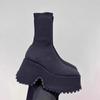 Fashion Women Mid Calf Sock Boots High Heels Platform Shoes Woman Designer New Fad Goth Boots Walking Dress Mujer Trend Chelsea Boots