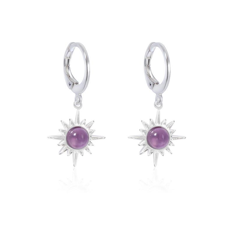 Серьги из нержавеющей стали Octa Star Earring Earbuds Fashionable Niche Полудрагоценные камни Серия из натуральных камней