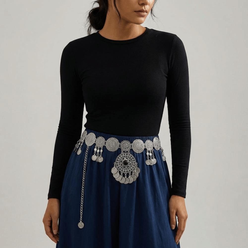Metal Tassel Belly Chain Adjustable Body Chain Versatile Ethnic Style Belt Dress Ornament